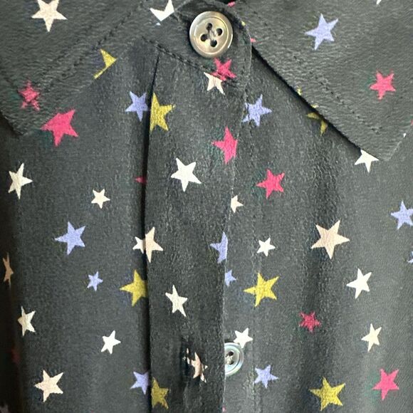 Rails Kate Silk Rainbow Stars Shirt Women's Size Small Button Down Designer Soft - Picture 5 of 16